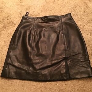 Black Genuine Leather Mini Skirt - Size 12